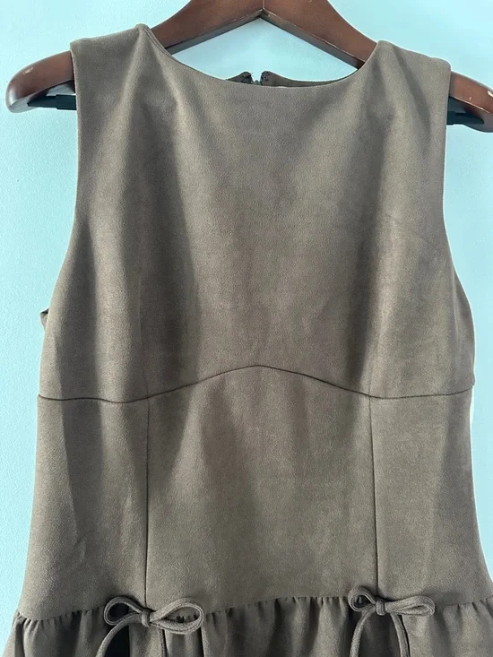 Francesca's Collections Brown Sleeveless Drop-Waist Tie Dress - Picture 5 of 8